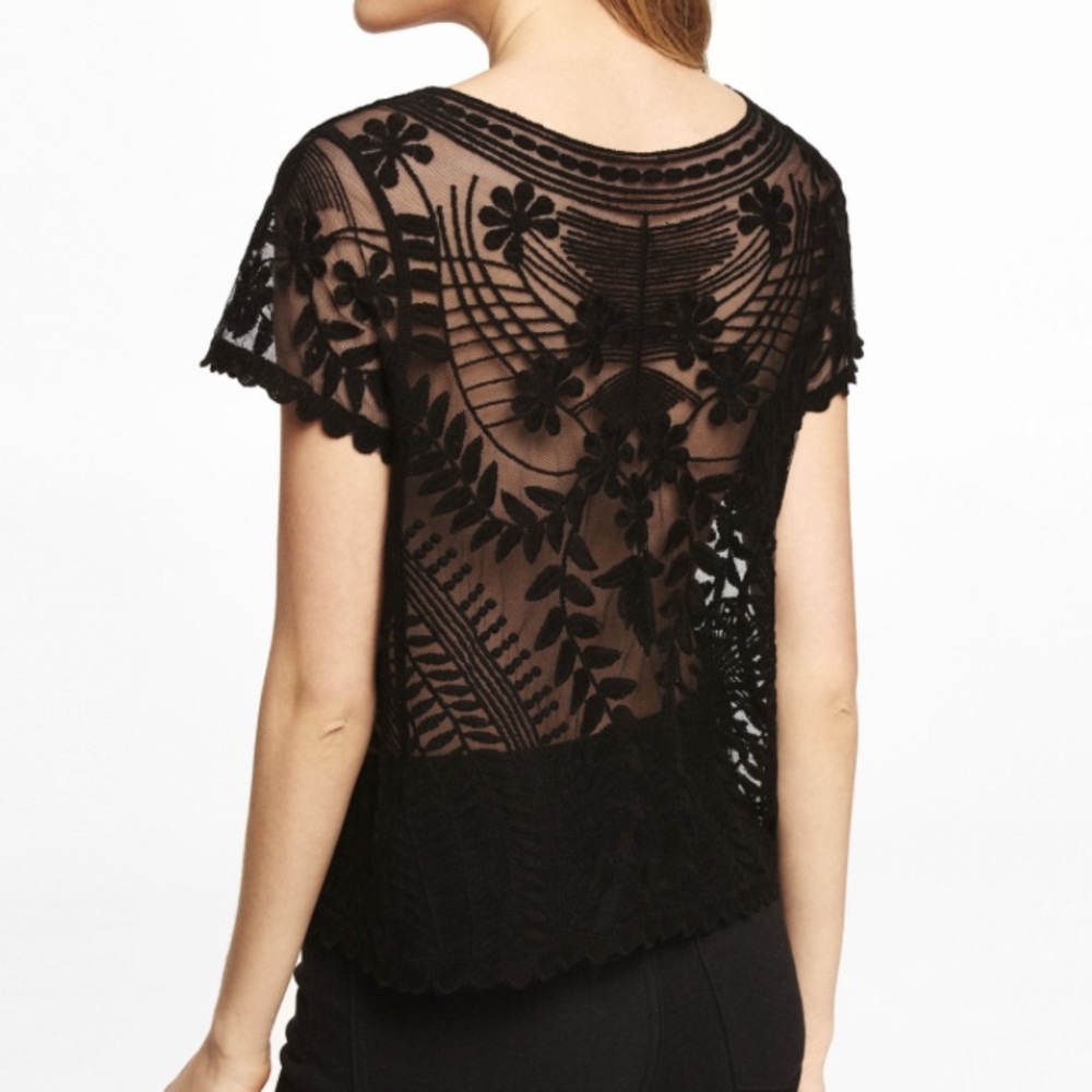 Black Flowered Sheer Top